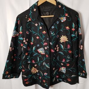 SilkLand Womens Blazer Jacket Size L  Embroidered Silk